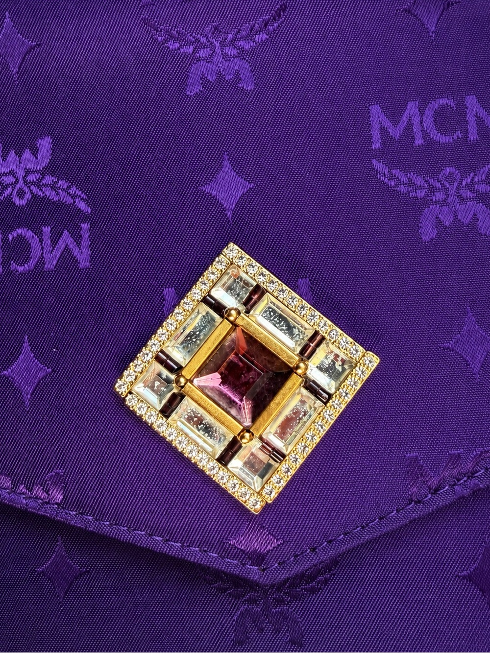 Vintage MCM Purple Tonal Monogram Chain Bag & Matching Wallet and Mirror Set - Picture 4 of 17